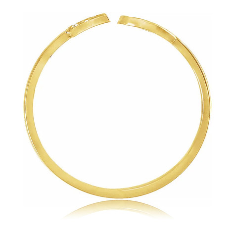 Ladies capital letter personalized pave diamond double initial ring in 14k yellow gold.