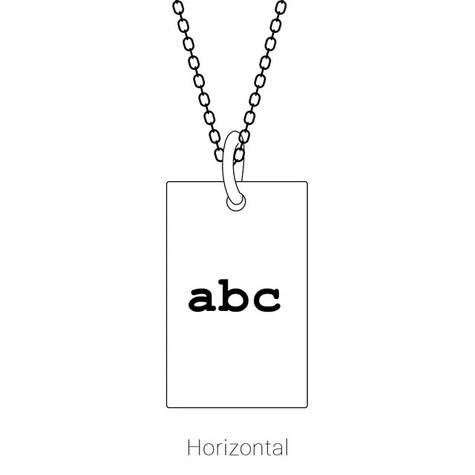Horizontally set engraved dog tag pendant.