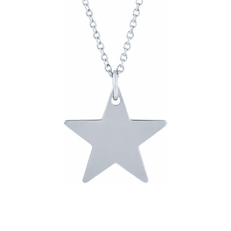 Personalized star shape pendant in 14k white gold.