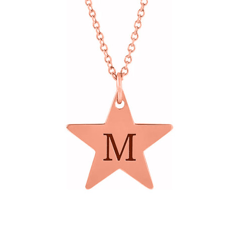 Personalized star shape pendant in 14k rose gold.