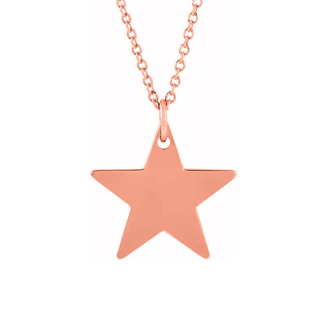 Personalized star shape pendant in 14k rose gold.