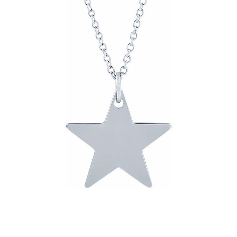 Personalized star shape pendant in 14k white gold.