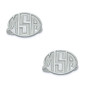Mens recessed initials oval monogram cufflinks in 14K white gold.