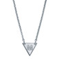 Triangle block letter initial necklace in 14K white gold.