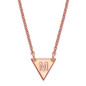 Triangle block letter initial necklace in 14K rose gold.