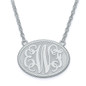 Oval monogram three letter pendant rope border necklace small version in sterling silver.