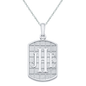 ID dog tag monogram pendant in 14K white gold with chain.