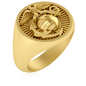 Marine corps emblem signet ring in 14k yellow gold.