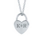 Engravable heart shaped lock pendant in sterling silver.