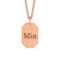 Engraved dog tag pendant in 14k rose gold.