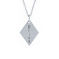 Engraved diamond shape pendant in sterling silver.