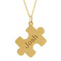 Personalized puzzle piece name pendant in 14k yellow gold.