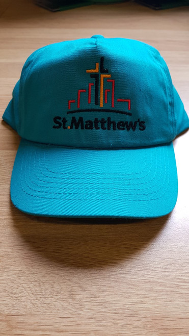 St. Matthew's Jade Embroidered Cotton Cap