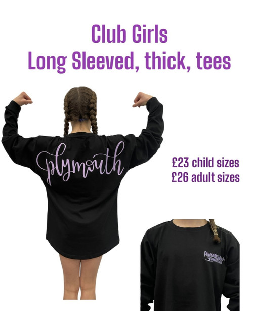 Plymouth Swallows Embroidered  Oversized  Black Long Sleeved Top