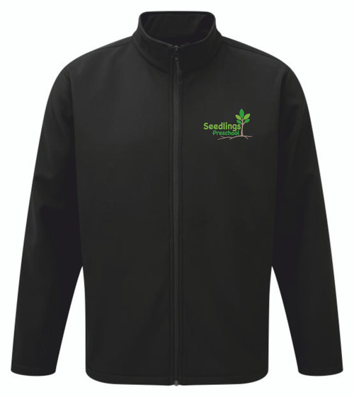 Seedlings  Embroidered Black  Soft Shell Jacket