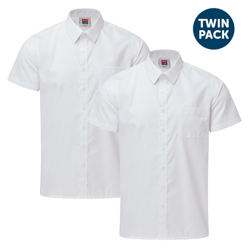 White Boys Short Sleeved Shirts-Twin Pack