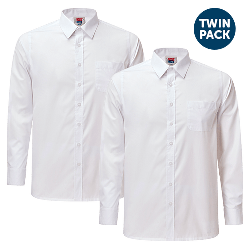 White Boys Long  Sleeved Shirts-Twin Pack