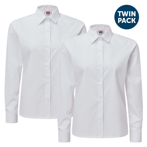 White Girls Long Sleeved Shirts-Twin Pack