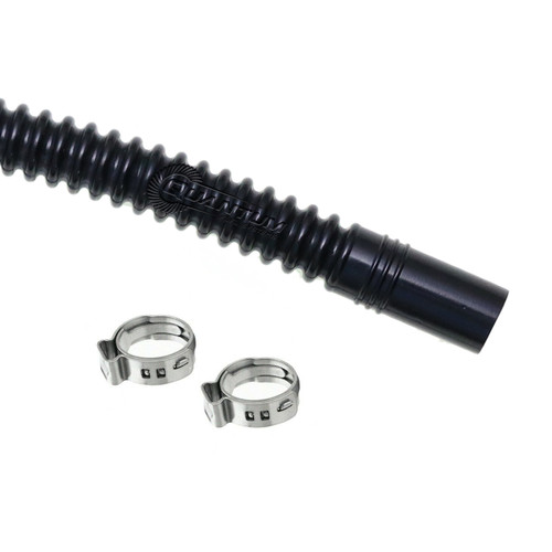 QFS 9mm x 10mm x 160mm Black Corrugated Flexible Hose Line & Clamps for Fuel Pump Assembly - HFP-FHB910-160-PX