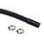 QFS 8mm x 8mm x 220mm Black Corrugated Flexible Hose Line & Clamps for Fuel Pump Assembly - HFP-FHB88-220-PX