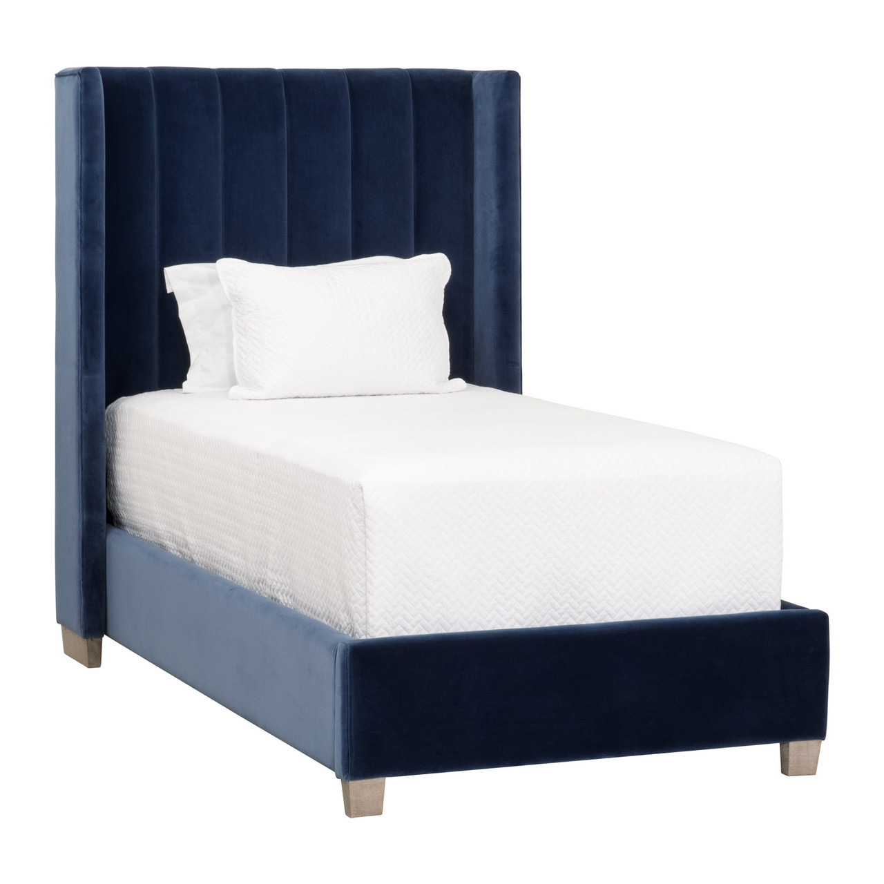 3ft Single Fabric Bed Frame With Trundle Bed in Blue Denim | DIY at B&Q