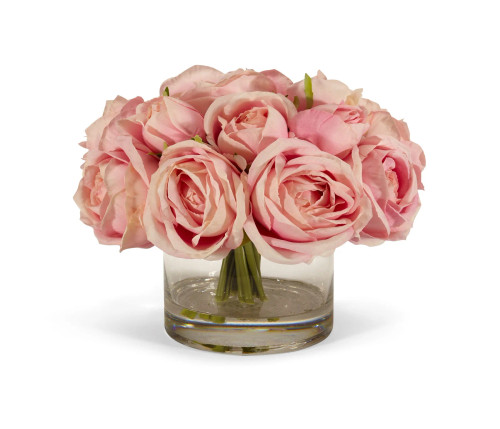 Rose Bouquet in Clear Glass Vase