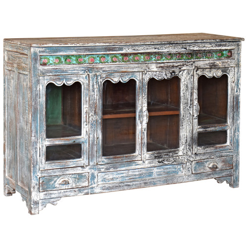 PA0302 - Wooden Glass Old Sideboard