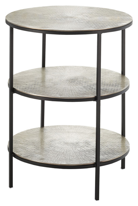 Cane Pewter Accent Table