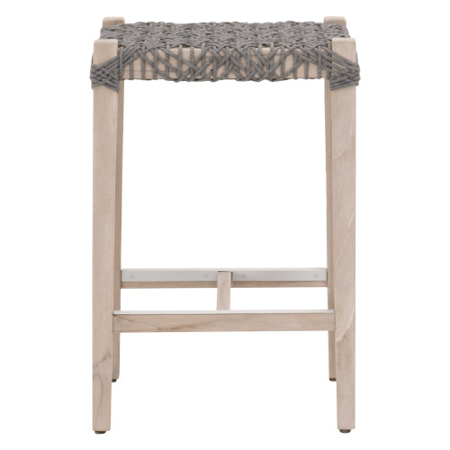 Costa Outdoor Backless Counter Stool - Dove Flat Rope Gray Teak