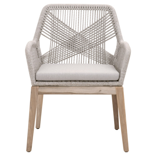 Loom Outdoor Arm Chair - Taupe White Gray Teak