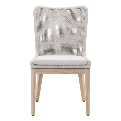 Mesh Outdoor Dining Chair - Taupe and White Flat Rope