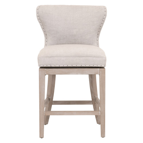 Milton Swivel Counter Stool - Bisque French Linen Natural Gray Ash