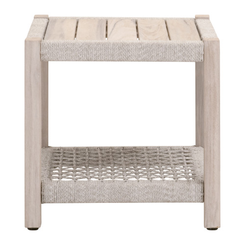 Wrap Outdoor End Table - Taupe and White-Gray Teak
