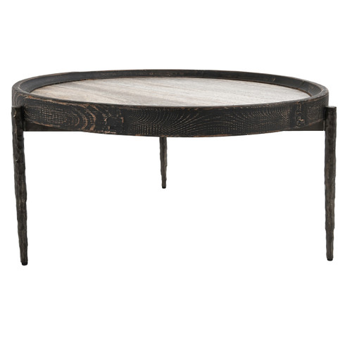 51005091 - Dakota Round Coffee Table Weathered Black Travertine