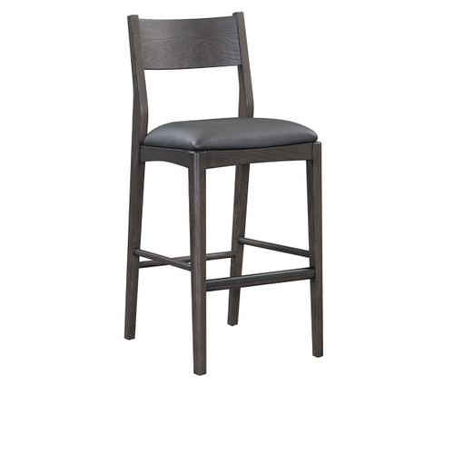 53004798 - Rooney Leather Wood 30  Bar Stool Jet Black