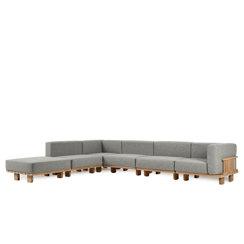 53051614SC1 - Hudson Outdoor 6pc Sectional Natural Gray