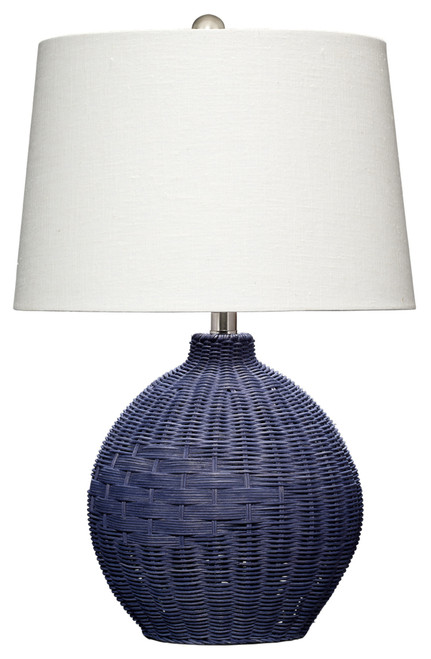 Cape Rattan Table Lamp, Blue