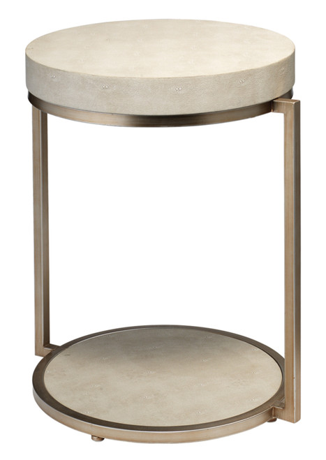Chester Faux Shagreen Round Side Table, Ivory