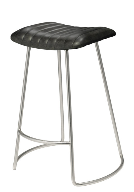 Theo Leather Counter Stool, Grey