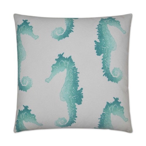 Outdoor Seahorse Pillow - Turquoise