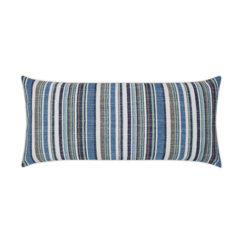 Outdoor Fancy Stripe Lumbar Pillow - Navy