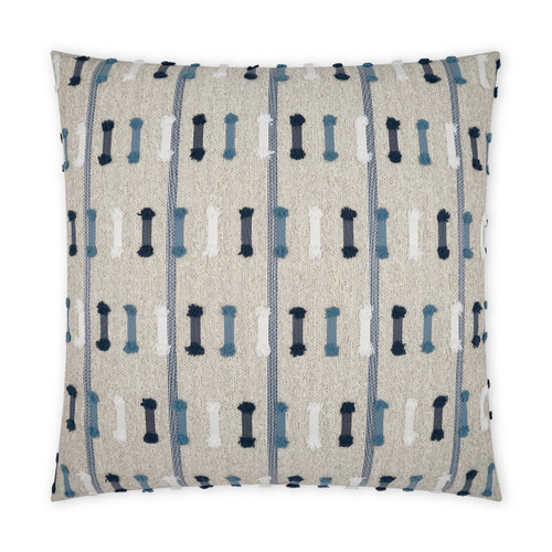 Outdoor Tassel Stripe Pillow - Blue