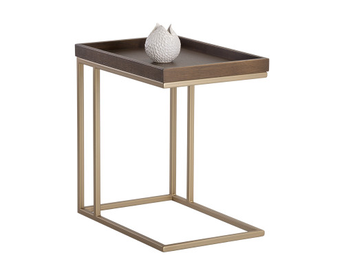Arden C-Shaped Side Table - Gold - Raw Umber