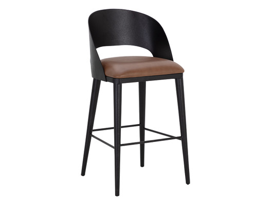 Dezirae Barstool - Black - Cognac Leather