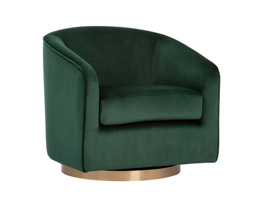 Hazel Swivel Lounge Chair - Gold - Deep Green Sky