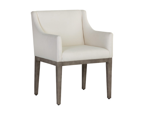 Malik Dining Armchair - Ash Grey - Linoso Ivory