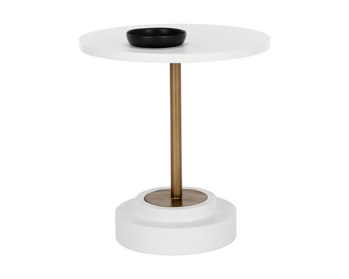 Marlowe Bistro Table - Antique Brass - White - 27.5"