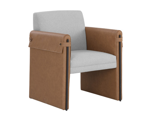 Izzie Dining Armchair - Light Grey / Milliken Cognac