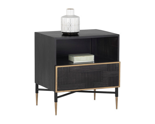 Markwood Nightstand - Brass - Dark Brown