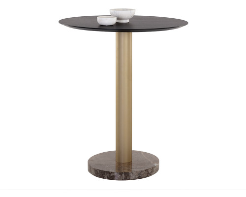 Monaco Bar Table - Gold - Grey Marble / Charcoal Grey